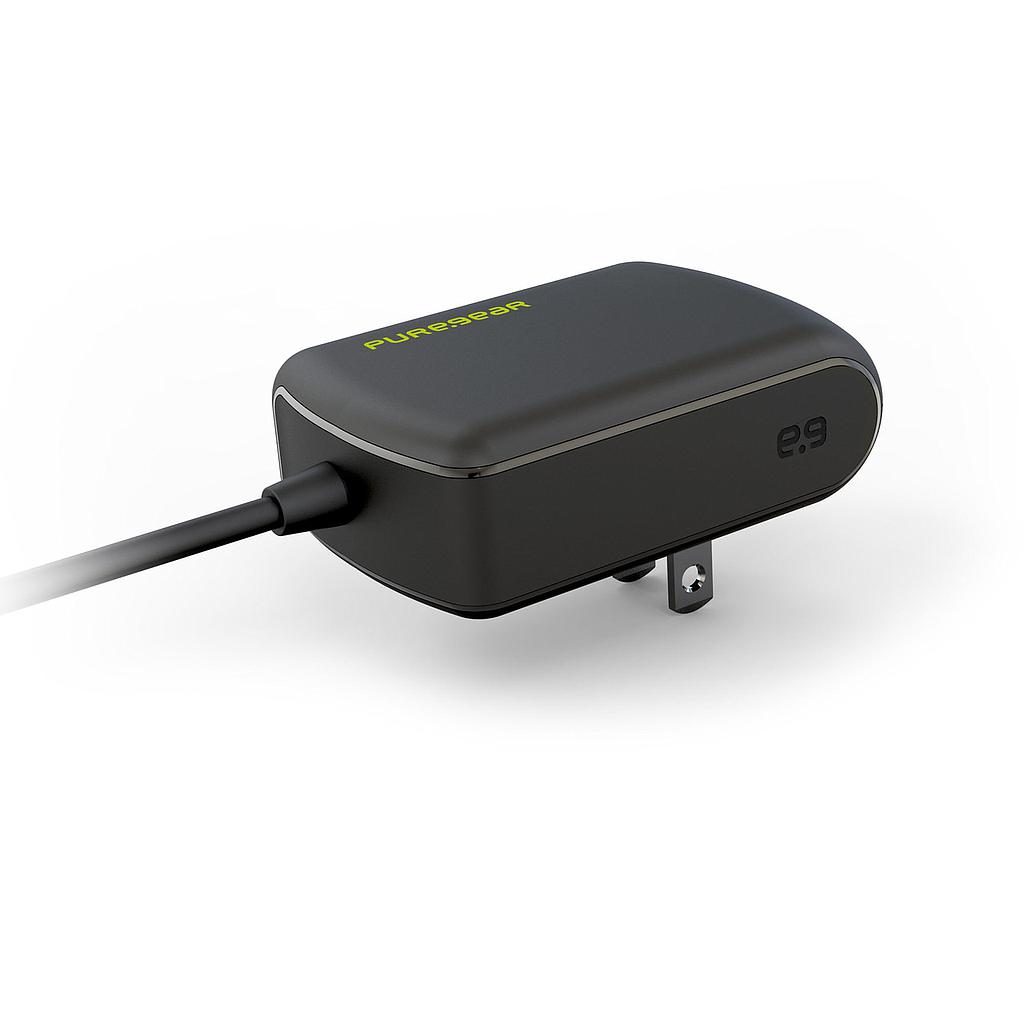 PUREGEAR 15W BLACK WALL CHARGER W/ ATTACHED UPUREGEAR 15W BLACK WALL CHARGER W/ ATTACHED USB-C CABLE - C CABLE