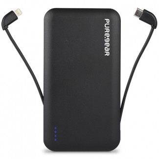 PUREGEAR PUREJUICE 10,000MAH PORTABLE POWER BANK WITH BUILT-IN USB-C & LIGHTNING CABLES