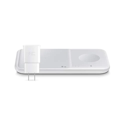 SAMSUNG WIRELESS CHARGER FAST CHARGE PAD DUO (2021), UNIVERSALLY COMPATIBLE WITH QI ENABLED PHONES, AND SELECT SAMSUNG WATCHES (US VERSION), WHITE