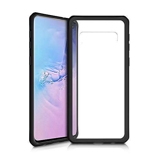 ITSKINS HYBRID SOLID PROTECTIVE PHONE CASE FOR SAMSUNG GALAXY S10 - PLAIN BLACK AND TRANSPARENT