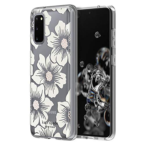 KATE SPADE NEW YORK PROTECTIVE HARDSHELL CASE (1-PC COMOLD) FOR SAMSUNG SMALL - HOLLYHOCK FLORAL CLEAR/CREAM WITH STONES
