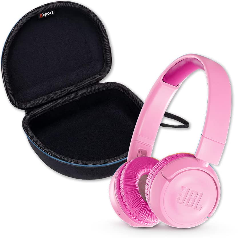 JBL JR 300BT KIDS ON EAR WIRELESS HEADPHONE BUNDLE WITH GSPORT DELUXE TRAVEL CASE (PINK)