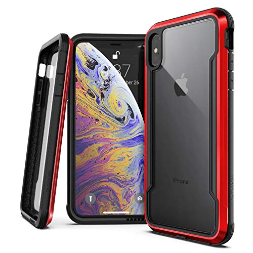 RAPTIC SHIELD, COMPATIBLE WITH APPLE IPHONE XS MAX (FORMERLY DEFENSE SHIELD) - MILITARY GRADE DROP TESTED, ANODIZED ALUMINUM, TPU, AND POLYCARBONATE PROTECTIVE CASE FOR APPLE IPHONE XS MAX, RED