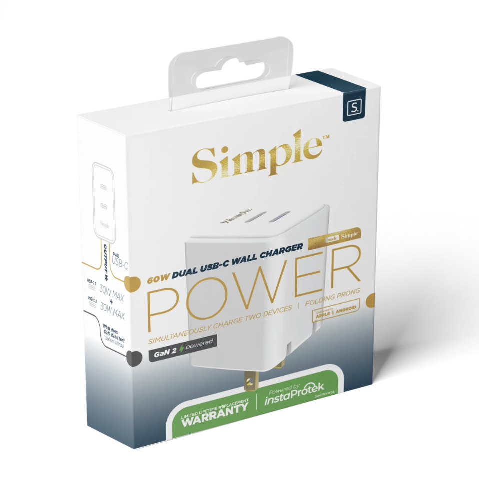 SIMPLE 60W DUAL USB-C WALL CHARGER